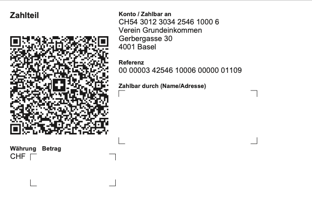 QR Einzahlungsschein verein Grundeinkommen